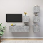 vidaXL Ensemble de meuble TV 5 Pièces Gris béton Bois d'ingénierie