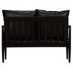 vidaXL Canapé à 2 places Cuir véritable avec bois d'acacia Noir