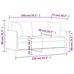 vidaXL Canapé 2 places avec oreillers gris clair 140 cm tissu