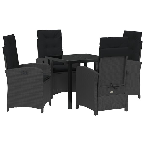 vidaXL Ensemble de salle à manger de jardin 5 pièces avec coussins Résine tressée noire
