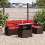 vidaXL Salon de jardin avec coussins 6 Pièces marron résine tressée acacia