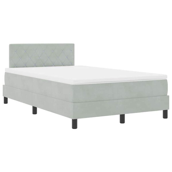 vidaXL Lit à ressorts avec matelas & lumière LED gris clair 120x190 cm en velours