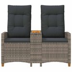 vidaXL Banc inclinable avec table 2 -Seater 126 x 65 x 112 cm