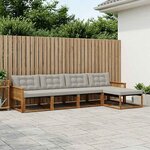 vidaXL Ensemble de canapés d'extérieur 5 pc Naturel et gris clair