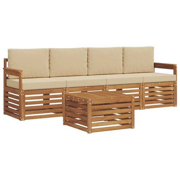 vidaXL Ensemble de canapés d'extérieur 5 pc Naturel et Beige
