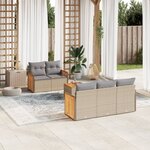 vidaXL Salon de jardin avec coussins 6 Pièces beige résine tressée