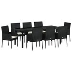 vidaXL Ensemble de salle à manger pour jardin 9 pc Noir polyrotin