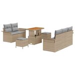 vidaXL Ensemble de canapé de jardin 8 Pièces Beige  Gris clair