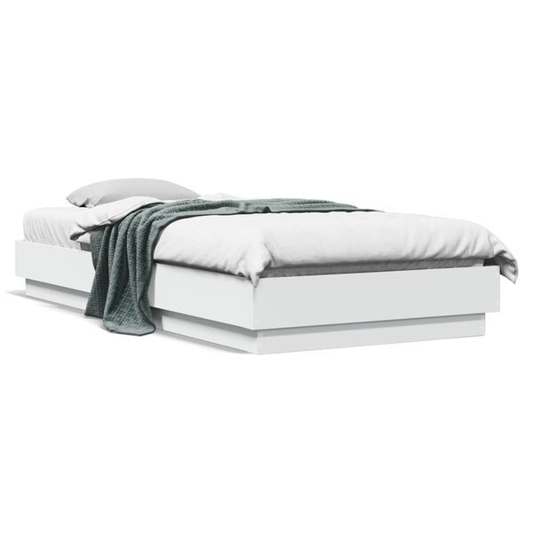 vidaXL Cadre de lit sans matelas blanc 100x200 cm bois d'ingénierie