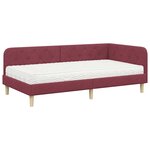 vidaXL Cadre de lit d'angle Bordeaux 90 x 190 cm tissu