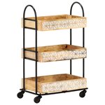 vidaXL Chariot de cuisine à 3 niveaux 46x30x76 cm Bois de manguier