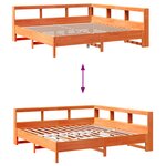 vidaXL Lit bibliothèque sans matelas cire marron 180x200 cm pin massif