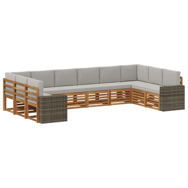 vidaXL Ensemble de canapés d'extérieur 10 pc Naturel et gris clair
