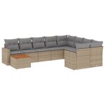 vidaXL Salon de jardin avec coussins 10 Pièces beige résine tressée