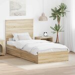 vidaXL Lit de Rangement Chêne Sonoma 90 x 190 cm Bois d'ingénierie