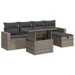 vidaXL Salon de jardin 6 Pièces avec coussins gris résine tressée