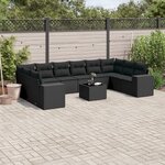 vidaXL Salon de jardin 11 Pièces avec coussins noir résine tressée