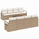 vidaXL Ensemble de Canapés avec coussin 7 Pièces Beige et crème polyrotin