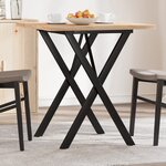 vidaXL Table à manger cadre en X 70x70x75 5cm bois de pin massif acier