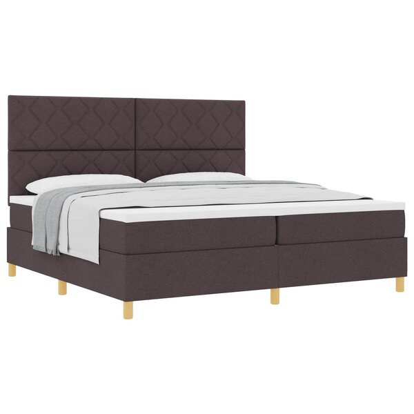 vidaXL Lit à ressorts avec matelas Marron foncé 200 x 200 cm tissu