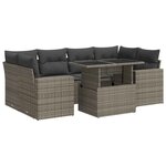vidaXL Salon de jardin avec coussins 7 Pièces gris résine tressée