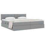 vidaXL Lit avec rangement et matelas Gris clair 200 x 200 cm