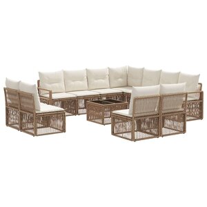 vidaXL Ensemble de canapé de jardin 12 Pièces Beige polyrotin