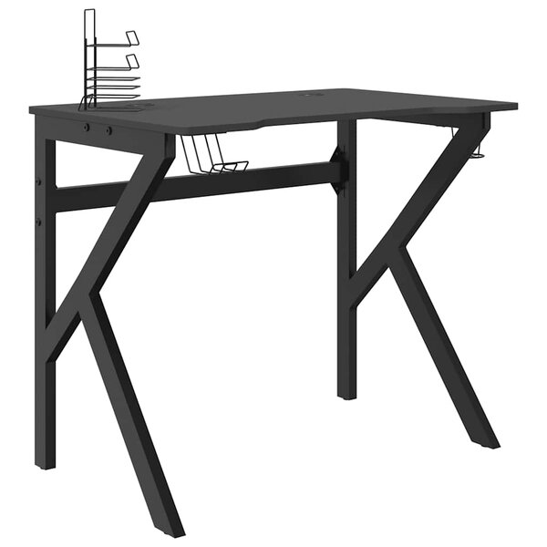 vidaXL Bureau de jeu avec pieds en forme de K Noir 90x60x75 cm