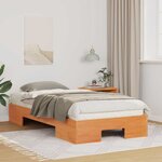 vidaXL Cadre de lit surélevé Marron 90 x 200 cm Bois massif en pin
