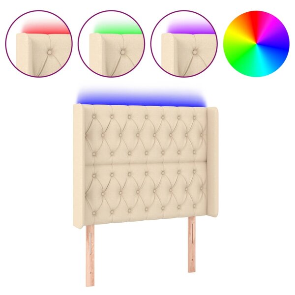 vidaXL Tête de lit à LED Crème 103x16x118/128 cm Tissu