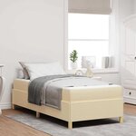 vidaXL Lit à ressorts Crème et Beige et Blanc 90 x 200 cm tissu