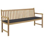 vidaXL Banc de jardin avec coussin anthracite 175 cm Teck massif