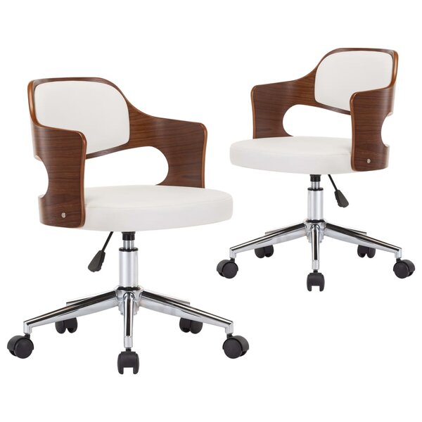 vidaXL Chaises pivotantes à manger lot de 2 bois courbé et similicuir
