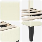 vidaXL Cadre de lit Crème 180 x 200 cm Tissu en velours côtelé
