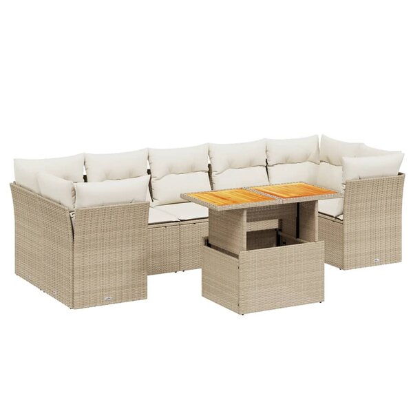 vidaXL Salon de jardin avec coussins 8 Pièces beige résine tressée