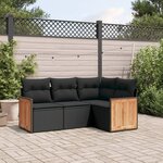 vidaXL Salon de jardin 4 Pièces avec coussins noir résine tressée