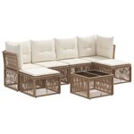 vidaXL Ensemble de canapé de jardin 7 Pièces Beige polyrotin