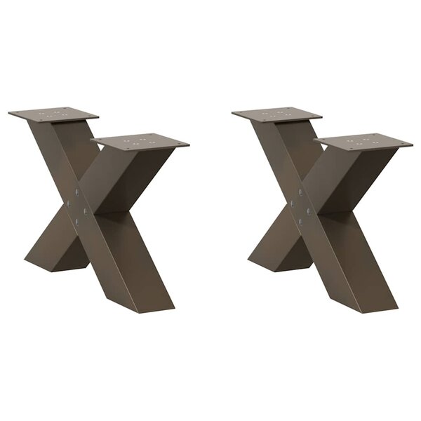 vidaXL Pieds de table basse en forme de X  2 pièces  acier naturel  60 x (30-31) cm