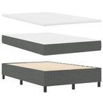 vidaXL Lit à ressorts avec matelas et LED - Gris foncé - 120x200 cm Tissu
