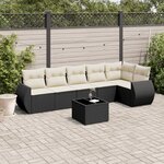 vidaXL Salon de jardin 7 Pièces avec coussins noir résine tressée