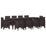 vidaXL Ensemble de salle à manger pour jardin 11 Pièces Marron