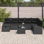 vidaXL Ensemble de canapé de jardin avec coussin 9 Pièces Noir Poly rotin