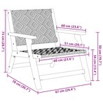 vidaXL Chaises de jardin 2 Pièces Noir et blanc 76x67x73 cm Bois massif d'acacia