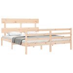 vidaXL Cadre de lit avec tête de lit 160x200 cm bois massif