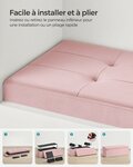 Banc de rangement pouf en velours avec couvercle avec 2 boîtes séparateur amovible capacité de charge 300 kg pour couloir salon chambre rose 12_0004163
