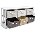 Banc 95 x 28 x 47 cm banquette de rangement 6 tiroirs bois 02_0021243
