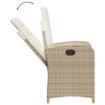 vidaXL Ensemble à manger de jardin et coussins 7 Pièces beige poly rotin