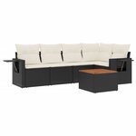 vidaXL Salon de jardin 6 Pièces avec coussins noir résine tressée
