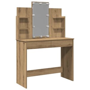 vidaXL Coiffeuse avec lumières LED chêne artisanal 96x40x142 cm