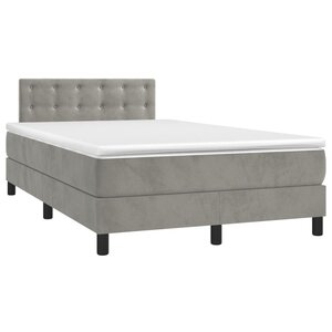 vidaXL Sommier à lattes de lit et matelas gris clair 120x190cm velours
